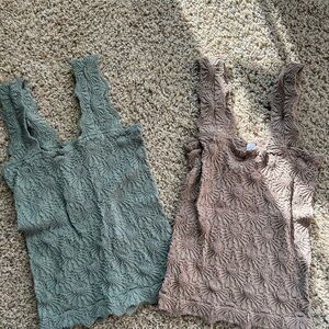 A Classy Chic Boutique Textured Tank Tops - Olive and Taupe